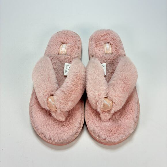 Puma Fluff Flip BX Pink Lightweight Flip Flop Faux Fur Slippers Women's Size 5 - Picture 3 of 8